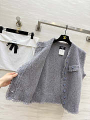 Colestore Chanel Tweed-style Knit Vest Light Grey - 4