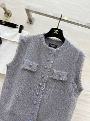 Colestore Chanel Tweed-style Knit Vest Light Grey - 3