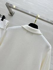 Colestore Chanel Knit Cardigan White Featuring a Bow Tie Collar and Crystal Embellishments - 5