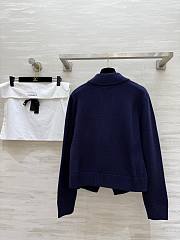 Colestore Chanel Knit Cardigan Navy Blue Featuring a Beaded Bow Accent - 4