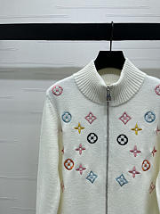 Colestore Louis Vuitton Knitted Sweater Jacket with Embroidered Monogram Pattern - 4