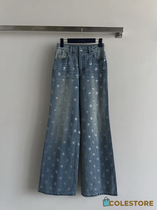Colestore Louis Vuitton Sequin Logo Bootcut Jeans - 1
