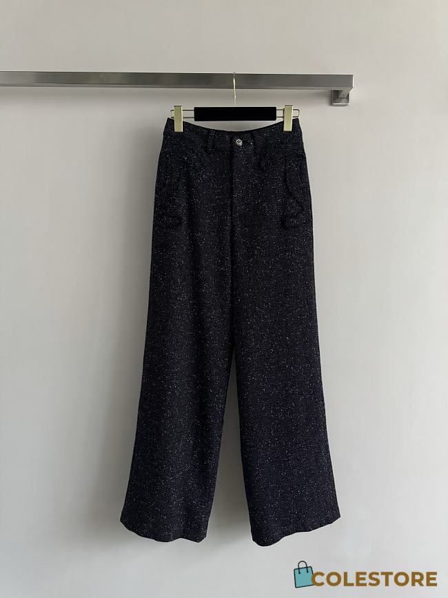 Colestore Chanel Trousers Glittered Tweed, Black  - 1