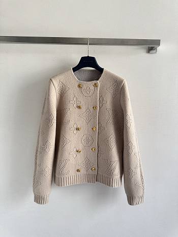Colestore Louis Vuitton Double-Breasted Mahina Knit Cardigan Beige
