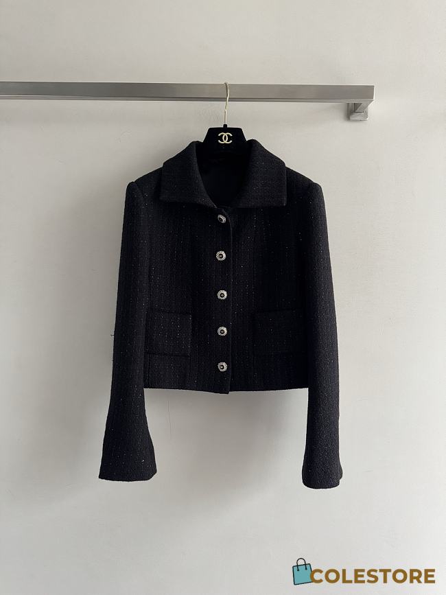Colestore Chanel Jacket - Glittered Wool Tweed, Black - 1