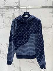 Colestore Louis Vuitton Graphic Jacquard Hoodie Navy Blue - 1