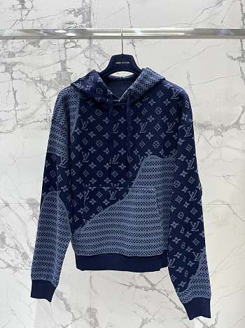 Colestore Louis Vuitton Graphic Jacquard Hoodie Navy Blue