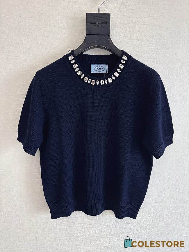 Colestore Prada Wool and cashmere Crew-neck Sweater Navy - 1