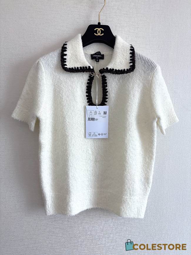 Colestore Chanel Short-sleeved Top  Cashmere & Alpaca White  - 1