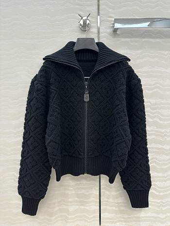 Colestore  Louis Vuitton Monogram Toweling Zip-Up Hoodie Black