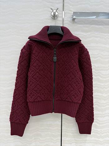 Colestore  Louis Vuitton Monogram Toweling Zip-Up Hoodie Burgundy