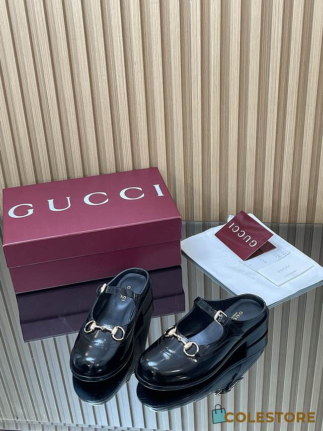 Colestore Gucci Women's Mary Jane Mule with Horsebit in Black Patent - 1