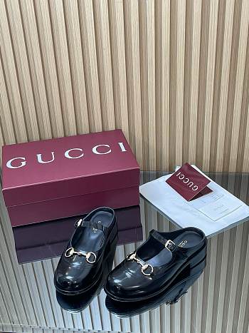 Colestore Gucci Women's Mary Jane Mule with Horsebit in Black Patent