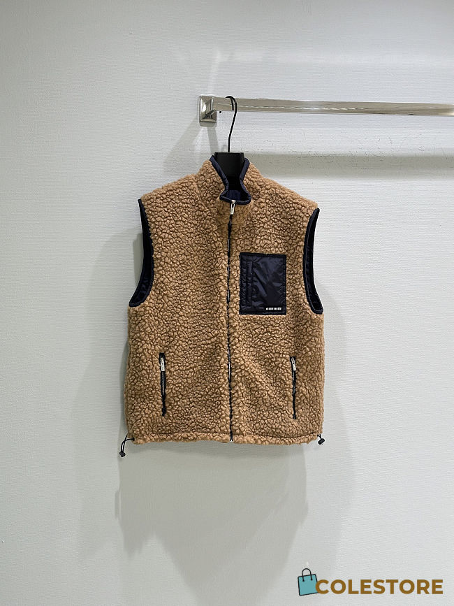 Colestore Miu Miu Teddy Down Vest with Technical Pongé Camel  - 1