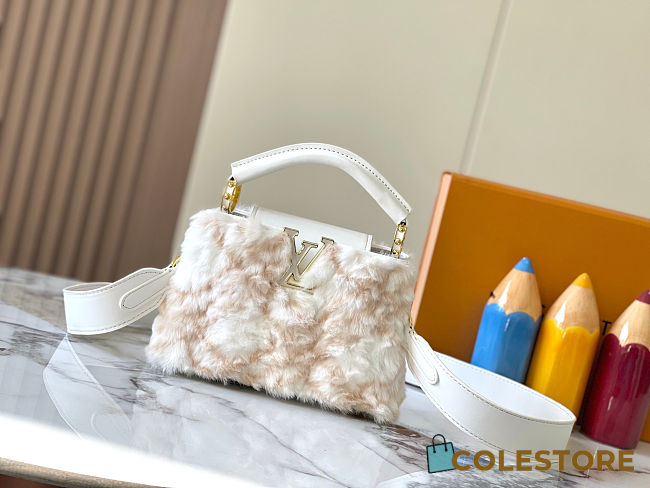 Colestore Louis Vuitton Capucines Mini Shearling with White Leather Trim 21 x 14 x 8 cm - 1
