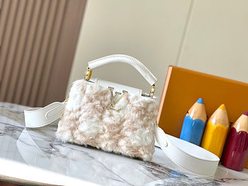 Colestore Louis Vuitton Capucines Mini Shearling with White Leather Trim 21 x 14 x 8 cm