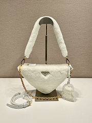 Colestore Prada Shearling Triangle Crossbody Bag in White 28x16x7cm - 1