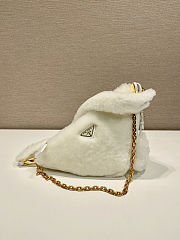 Colestore Prada Shearling Triangle Crossbody Bag in White 28x16x7cm - 6