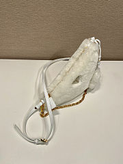 Colestore Prada Shearling Triangle Crossbody Bag in White 28x16x7cm - 2