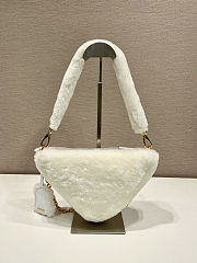 Colestore Prada Shearling Triangle Crossbody Bag in White 28x16x7cm - 4