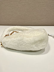 Colestore Prada Shearling Triangle Crossbody Bag in White 28x16x7cm - 3