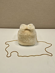 Colestore Prada Ecru Sheepskin Mini Pouch 9x9.5x6cm - 4