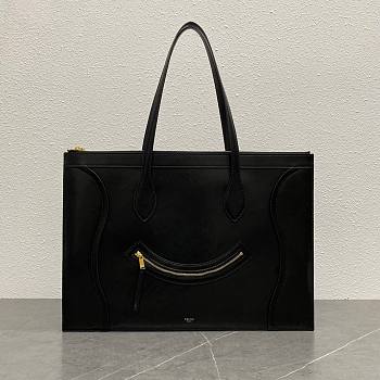 Colestore Celine Flat Cabas New Luggage In Glossy Calfskin Black 44.5x31.5x0.5cm