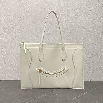 Colestore Celine Flat Cabas New Luggage In Glossy Calfskin White 44.5x31.5x0.5cm