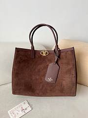 Colestore Valentino Garavani VLogo Suede Tote Bag Brown 38x28x15cm - 1