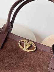 Colestore Valentino Garavani VLogo Suede Tote Bag Brown 38x28x15cm - 4