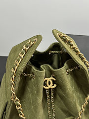 Colestore Chanel 25 Medium Handbag Suede & Gold Metal Olive Green 40x30x15cm - 5