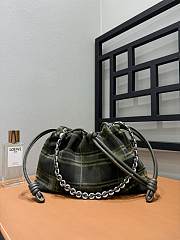 Colestore Loewe Medium Flamenco Purse in Tartan Suede Green 30x10.5x20cm - 1
