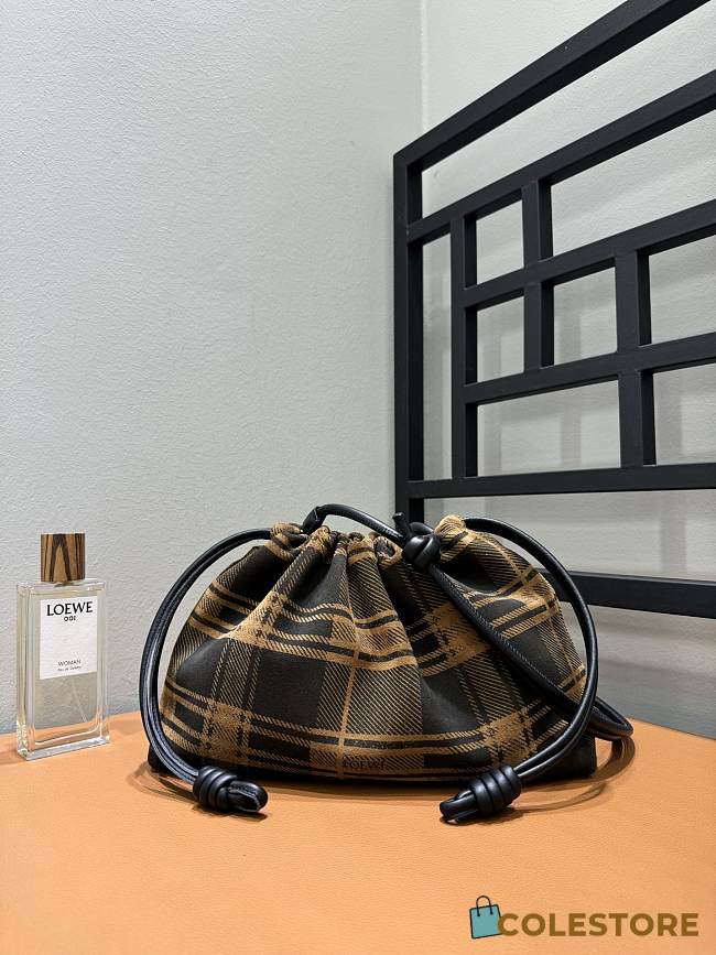 Colestore Loewe Medium Flamenco purse in tartan suede Brown 30x10.5x20cm - 1