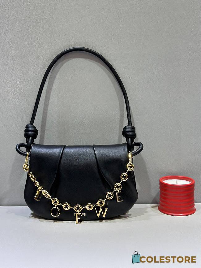 Colestore Loewe Leather Paseo Satchel Bag In Black 25x17x8cm - 1