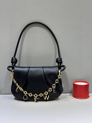 Colestore Loewe Leather Paseo Satchel Bag In Black 25x17x8cm