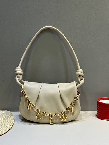 Colestore Loewe Leather Paseo Satchel Bag In Ivory 25x17x8cm