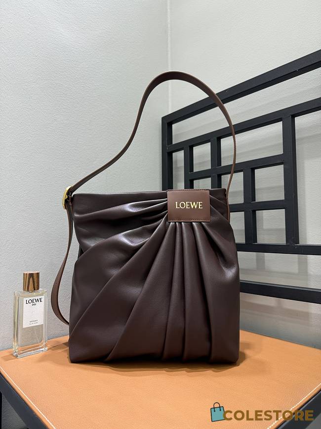 Colestore Loewe Draped Tote in Mellow Nappa Lambskin Brown 29x13x30cm - 1