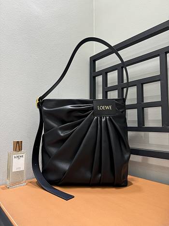 Colestore Loewe Draped Tote in Mellow Nappa Lambskin Black 29x13x30cm