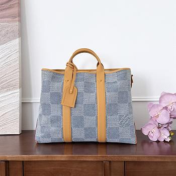 Colestore Louis Vuitton Weekend Tote Damier Denim 3D in Blue Denim 43x14x33cm