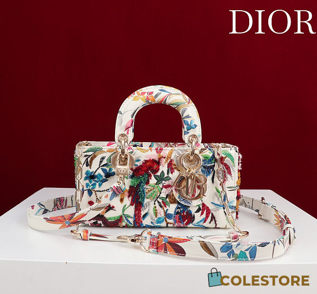 Colestore Dior Small Christian Dior Lady D-Joy with a Multi-Colored Floral and Bird Print 22x12x6.5cm - 1
