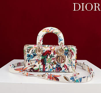 Colestore Dior Small Christian Dior Lady D-Joy with a Multi-Colored Floral and Bird Print 22x12x6.5cm