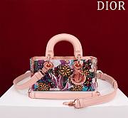 Colestore Dior Small Christian Dior Lady D-Joy with a Pink Multicolor Brocart Embroidery 22x12x6.5cm - 1