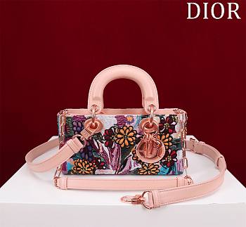 Colestore Dior Small Christian Dior Lady D-Joy with a Pink Multicolor Brocart Embroidery 22x12x6.5cm