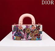 Colestore Dior Small Christian Dior Lady D-Joy with a Pink Multicolor Brocart Embroidery 22x12x6.5cm - 5