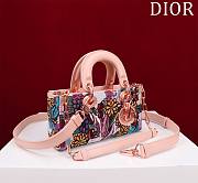 Colestore Dior Small Christian Dior Lady D-Joy with a Pink Multicolor Brocart Embroidery 22x12x6.5cm - 3