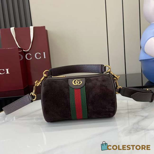 Colestore Gucci Ophidia Mini Bag Dark Brown Suede 18.5x11x11cm - 1
