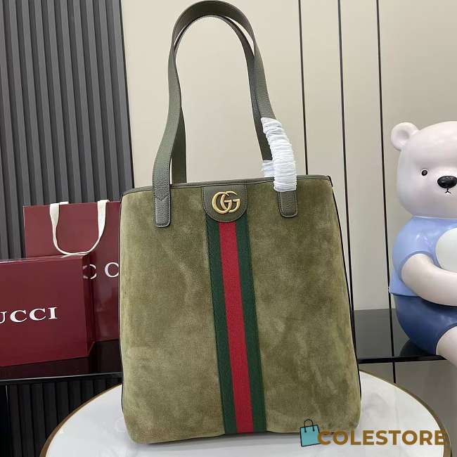 Colestore Gucci Ophidia Medium Tote Bag Dark Green Suede 36x30x12.5cm - 1