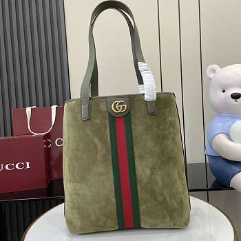 Colestore Gucci Ophidia Medium Tote Bag Dark Green Suede 36x30x12.5cm