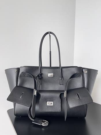 Colestore Balenciaga Bel Air Carry All Bag Medium in Black Smooth Calfskin, Aged-silver Hardware 37x28x17cm