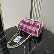 Colestore Chanel Large Flap Bag Tweed, Shearling Lambskin & Gold-Tone Metal  Fuschia, Pink, Beige & Brown 26.5x16.5x9cm - 3